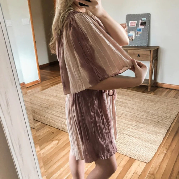 Calypso St. Barth Glittery Striped Flowy Sleeve Crochet Tie Waist Mini Dress 1 - Picture 3 of 14